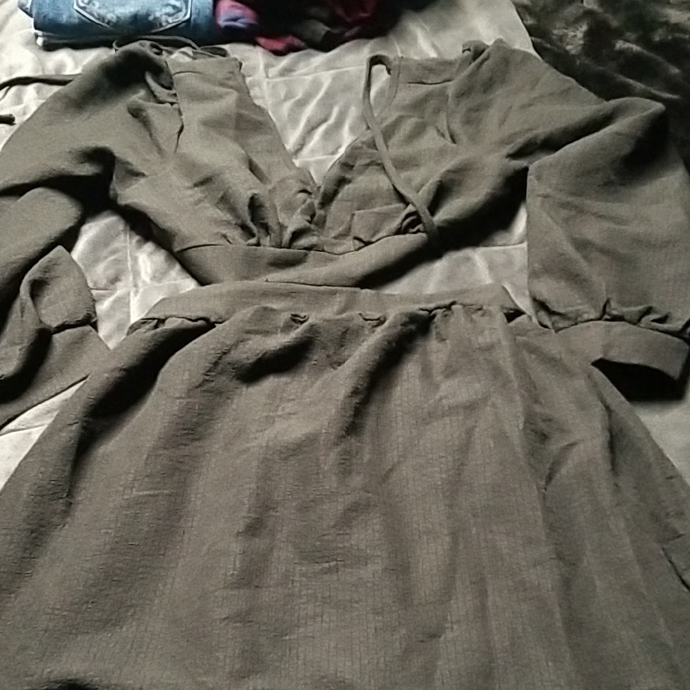 SHEIN Dark Gray Long Sleeve Dress